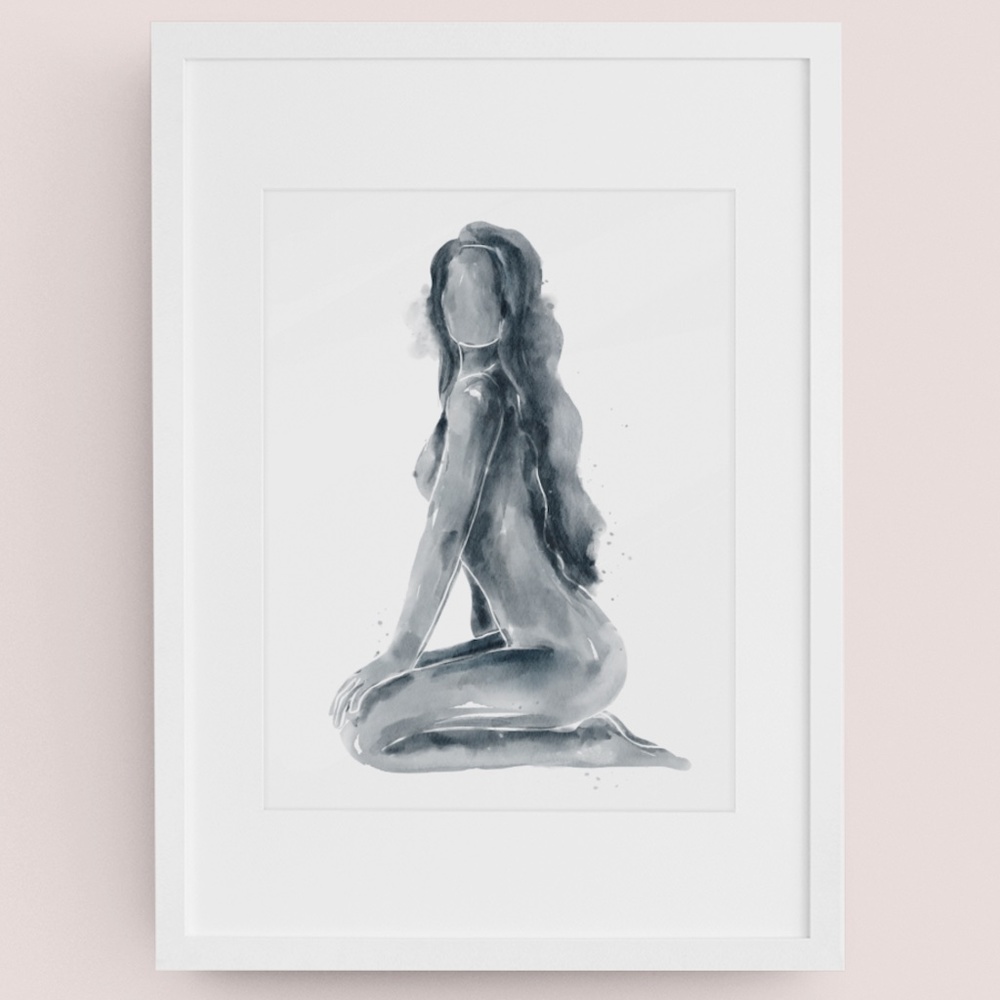 Watercolor Abstract Nude Woman Portrait Print Poster Unframed - Picture 9 of 14